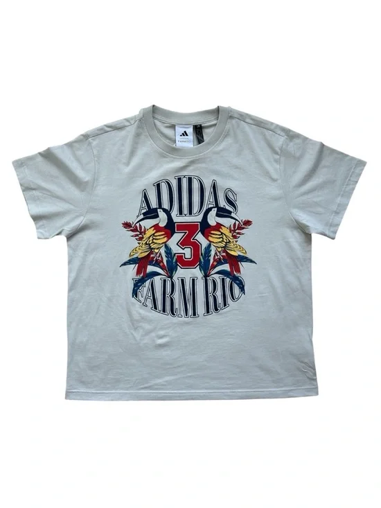 Adidas x FARM Rio Graphic Tee in Talc/Dark Marine NWT Size XL - Picture 3 of 5